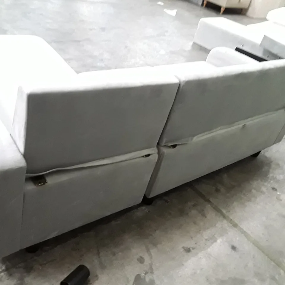 QUALITY DESIGNER MITZI 2-PIECE VELVET SORNER SOFA - LIGHT GREY VELVET 