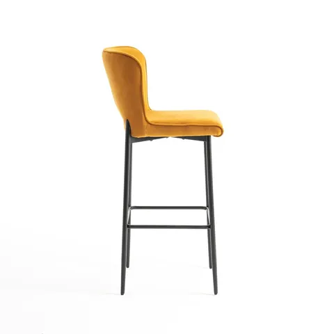 BOXED LILY MUSTARD VELVET BARSTOOL