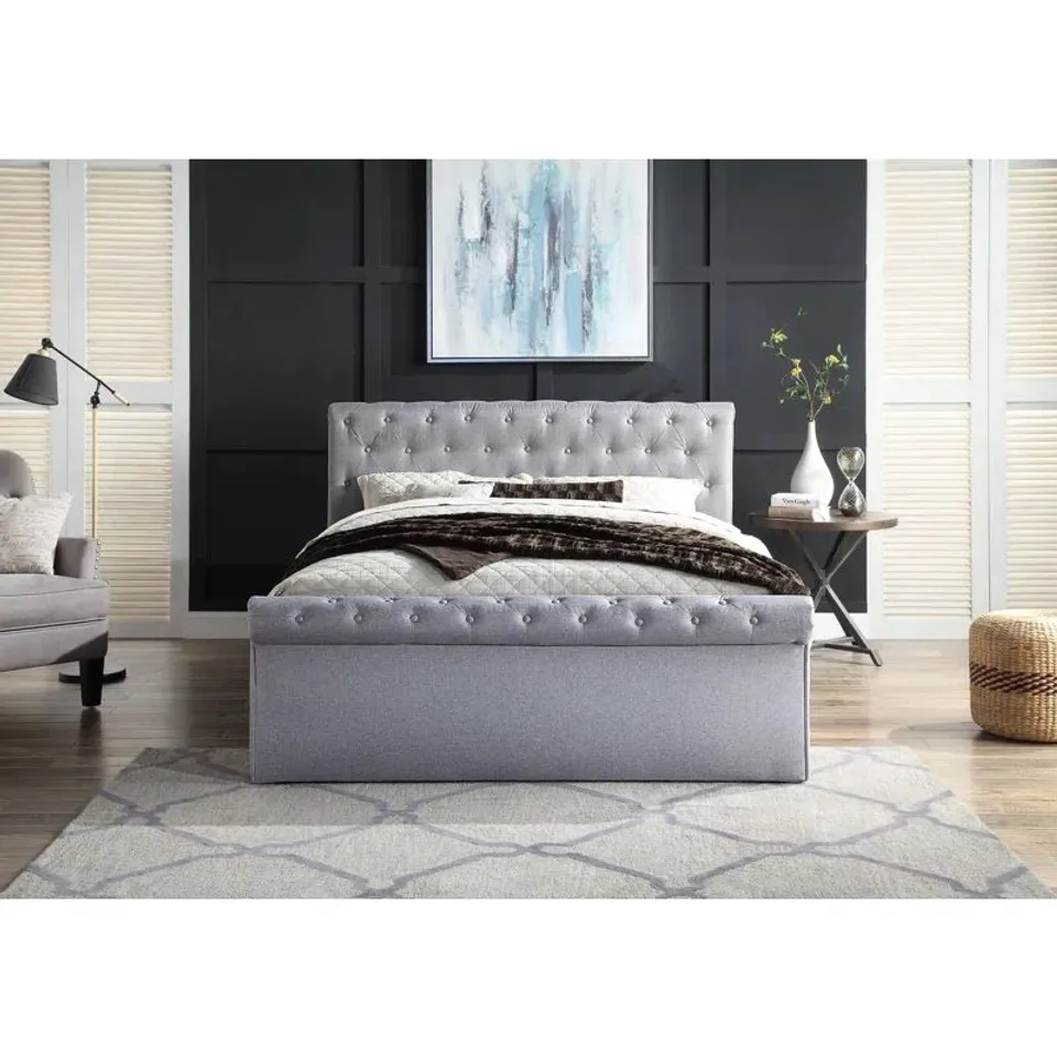 BOXED DORIAN UPHOLSTERED OTTOMAN BED - 135cm DOUBLE (2 BOXES)