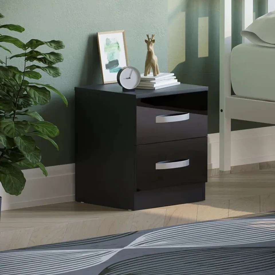BOXED ARKADIJ 2 DRAWER BEDSIDE TABLE (1 BOX)