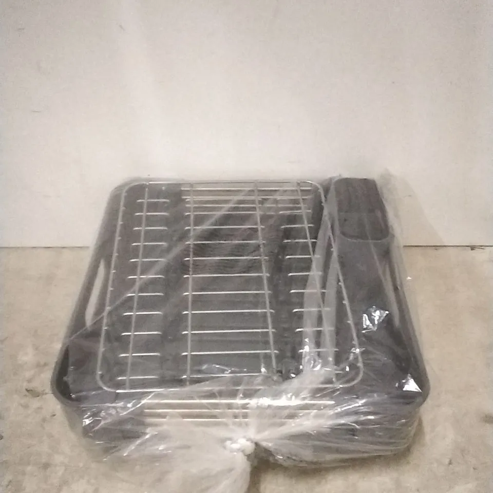 BOXED DISH DRAINER RACK - GREY/CHROME 