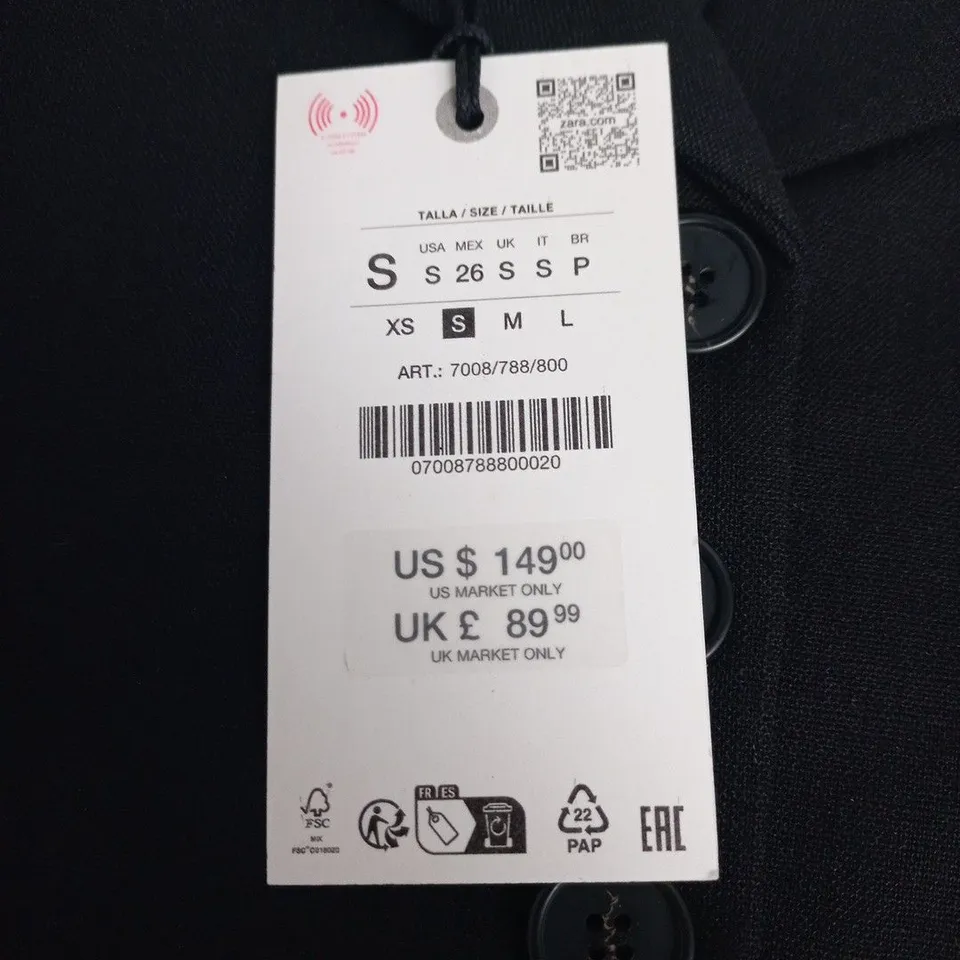 ZARA BLACK BLAZER – WOMEN'S, UK 8-10 (S) – MADE IN MOROCCO