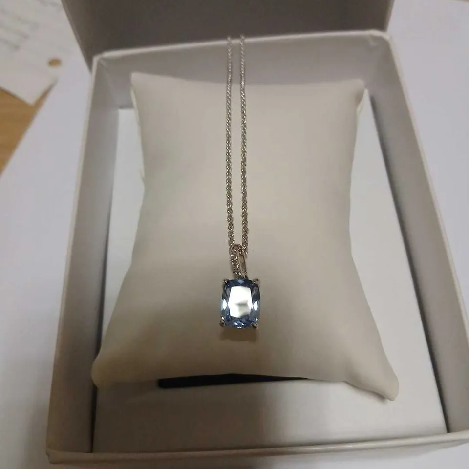 DIAMONIQUE 4.3CT TW SIMULATED GEMSTONE PENDANT & CHAIN STERLING SILVER 