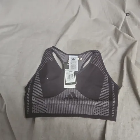 ADIDAS WOMEN'S TRAINING BRA – BLACK/GREY PATTERN, WITH TAGS SIZE 12-14