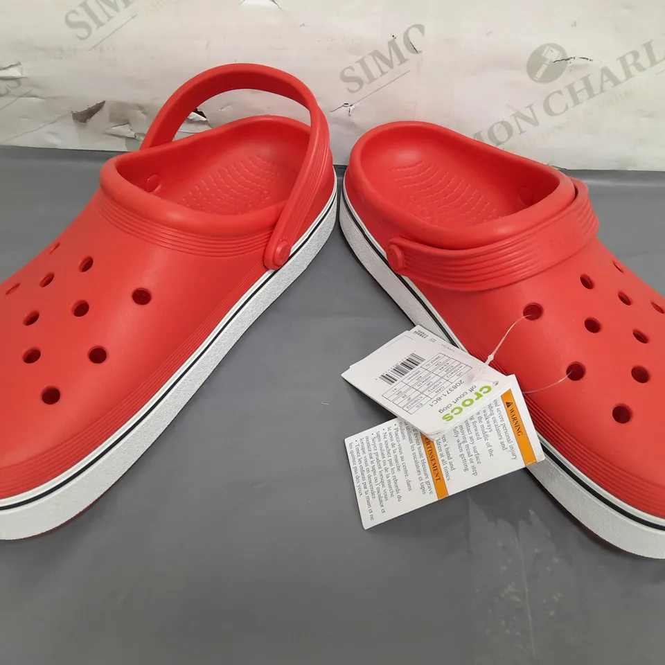 PAIR OF CROCS OFF COURT CLOGS IN RED UK M9/W10