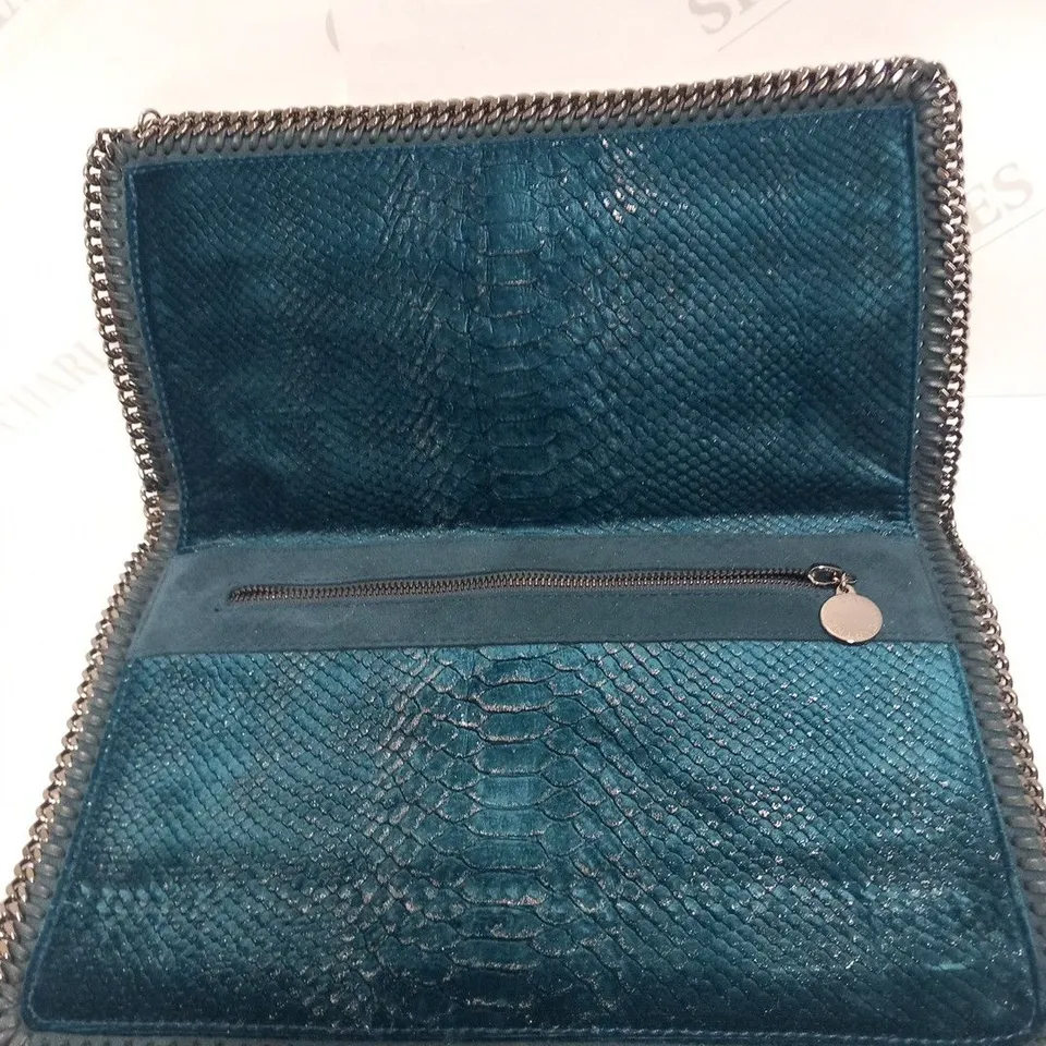 STELLA MCCARTNEY FEATHER BLUE VELVET EMBOSSED BAG