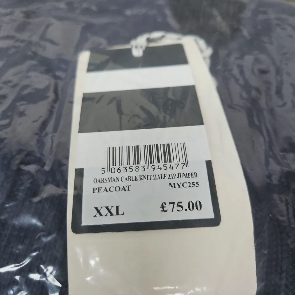 CREW CLOTHING COMPANY OARSMAN CABLE KNIT HALF ZIP JUMPER PEACOAT XXL BAGGED