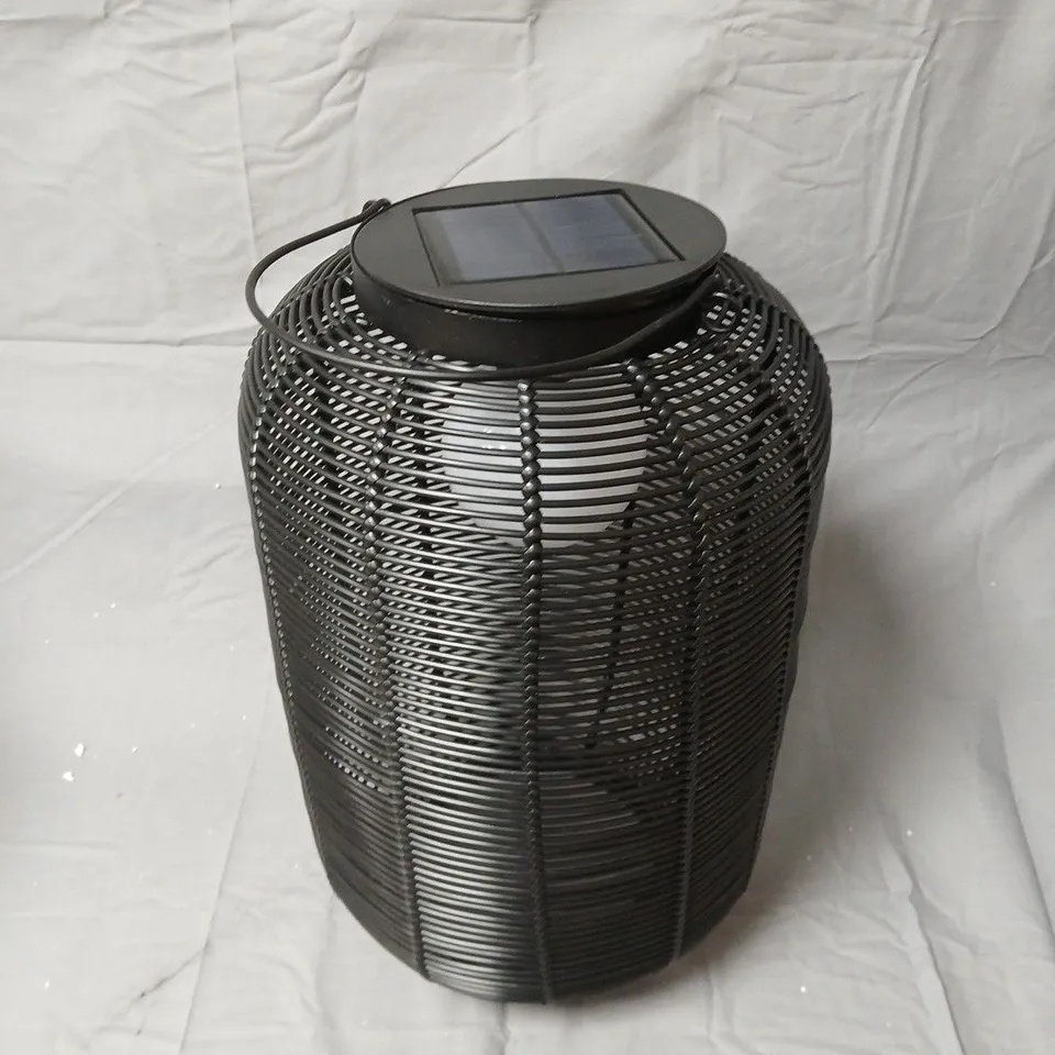 MY GARDEN STORIES 43CM BLACK RATTAN SOLAR LIGHT WITH HANDLE