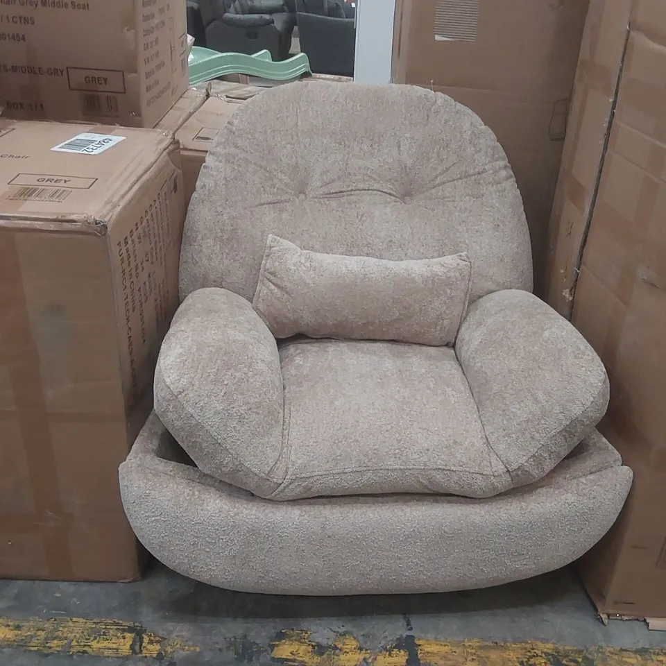 PHOENIX MANUAL RECLINER SWIVEL & ROCKER TEDDY BOUCLE FABRIC CHAIR
