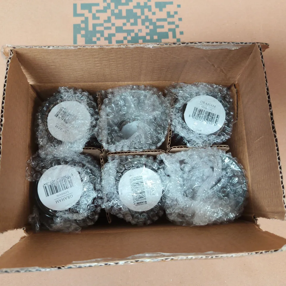 GISELA GRAHAM LONDO -  BOX OF 6 GLASS FLORAL HEART PATTERN TEALIGHT, XMAS SEASON