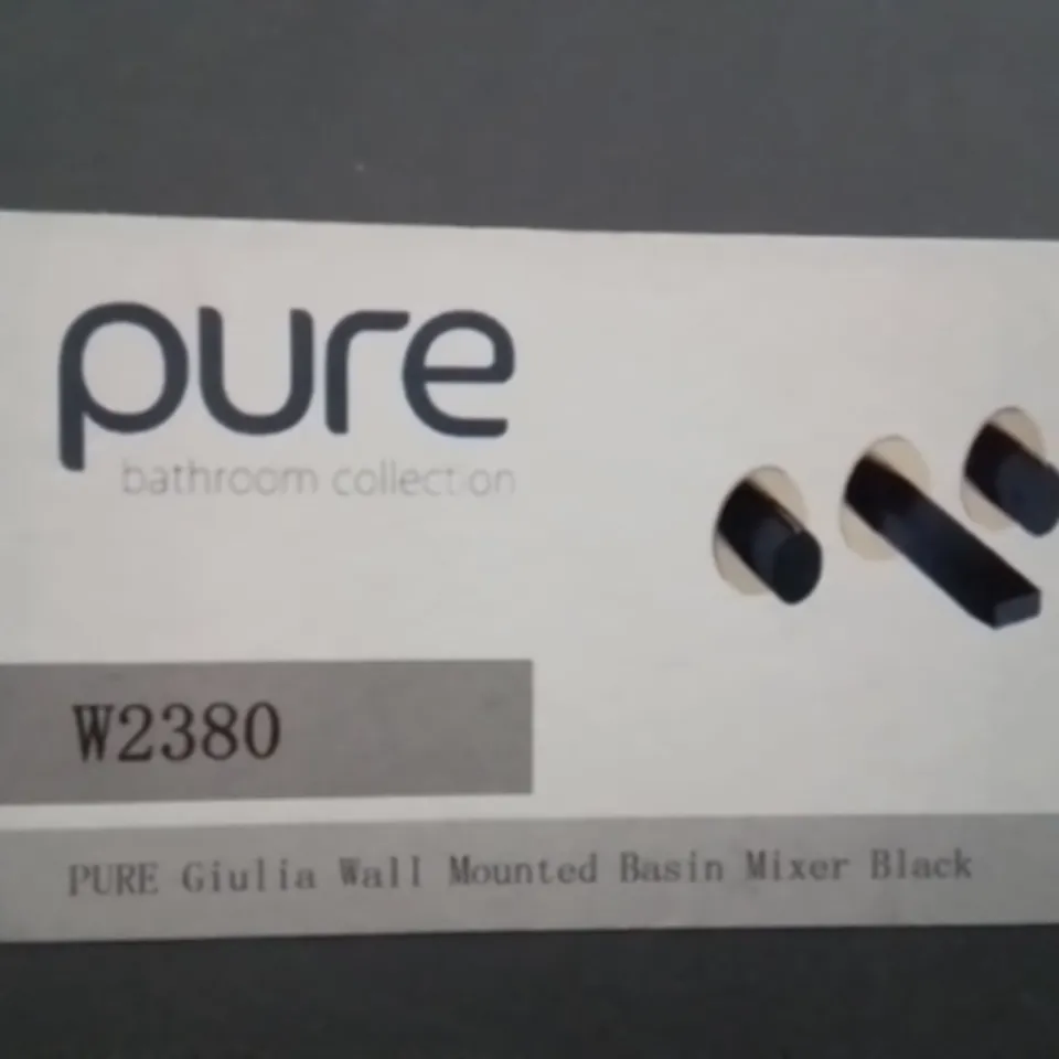 BRAND NEW PURE GIULIA WALL MOUNTED BASIN MIXER TAPS // BLACK