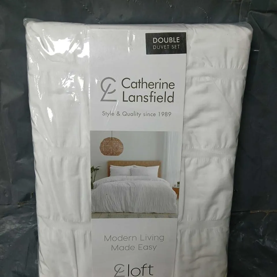 CATHERINE LANSFIELD LOFT COLLECTION DOUBLE DUVET SET IN WHITE