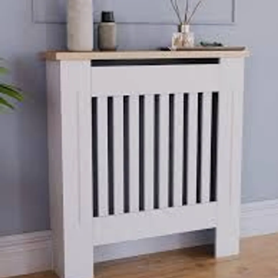 BOXED  VIDA DESIGNS ARLINGTON SMALL RADIATOR COVER - WHITE - COLLECTION ONLY