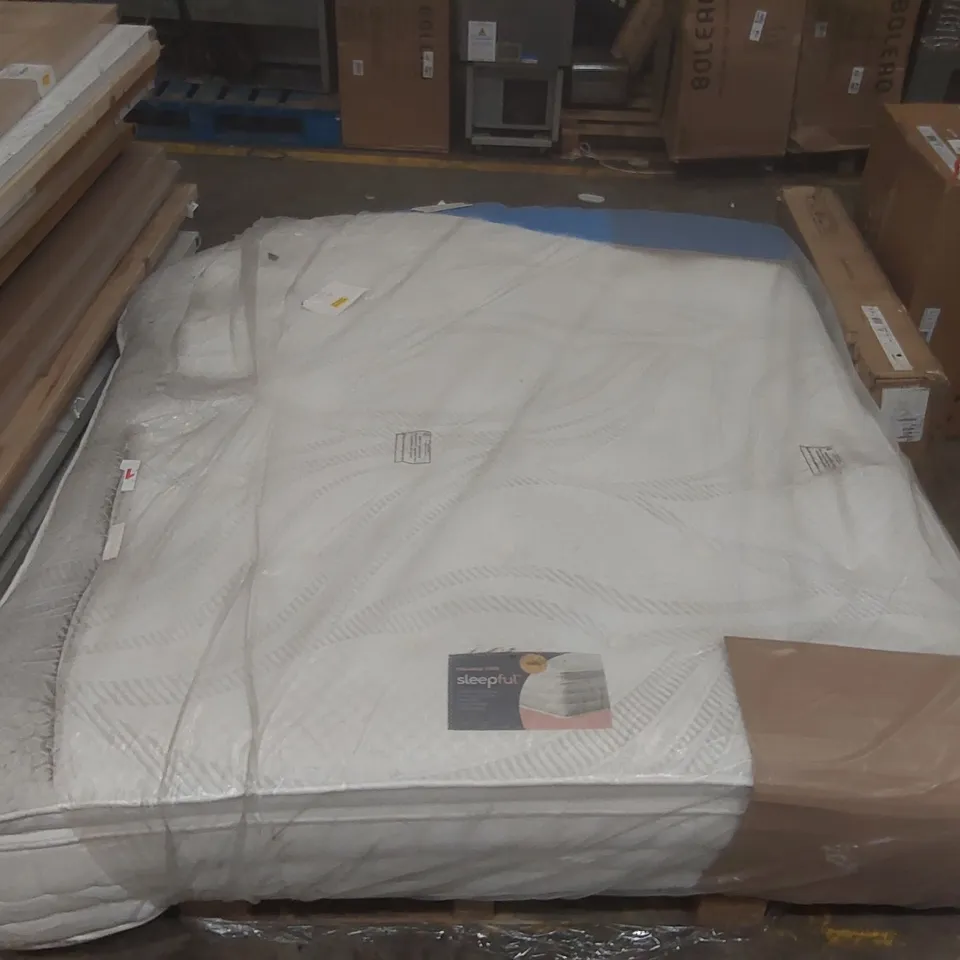QUALITY BAGGED SLEEPFUL PILLOWTOP 1000 POCKET SPRINGS 180CM SUPERKING MATTRESS - DIRTY