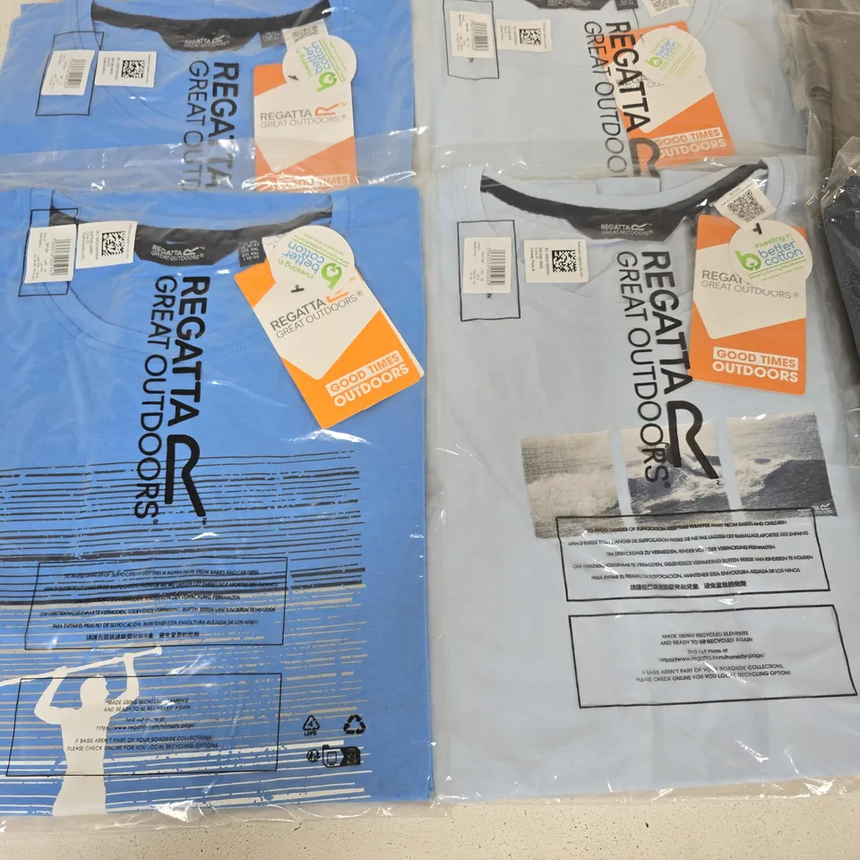 LOT OF 10 ASSORTED BRAND NEW REGATTA T-SHIRTS IN VARIOUS STYLES, COLOURS AND SIZES