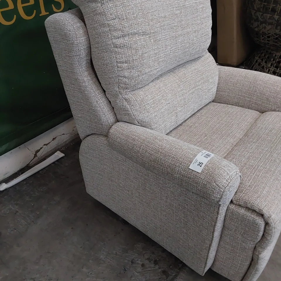 QUALITY BRITISH DESIGNER G PLAN NEWMARKET EASY CHAIR LOOM CLAY FABRIC 