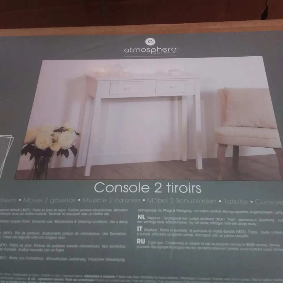 BOXED ATMOSPHERA 2 DRAW CONSOLE TABLE - WHITE