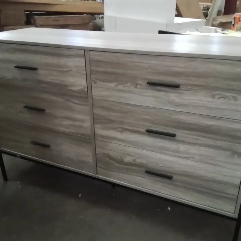 WOODEN OAK SET OF 6 DRAWERS CABINET 