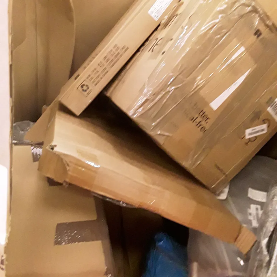 PALLET OF ASSORTED PRODUCTS INCLUDING TOILET SEAT, QUEEN RAISED AIR BED, 45M WASHING LINE, 3 TIER UTILITY CART, MAGNETIC KNIFE HOLDER