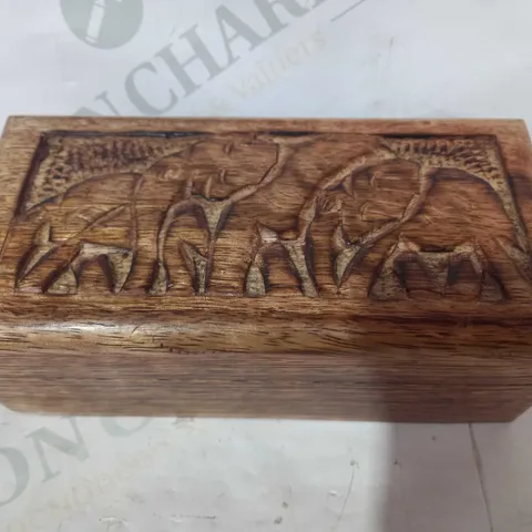 DESIGNER DECORATIVE WOODEN TRINKET BOX - ELEPHANTS