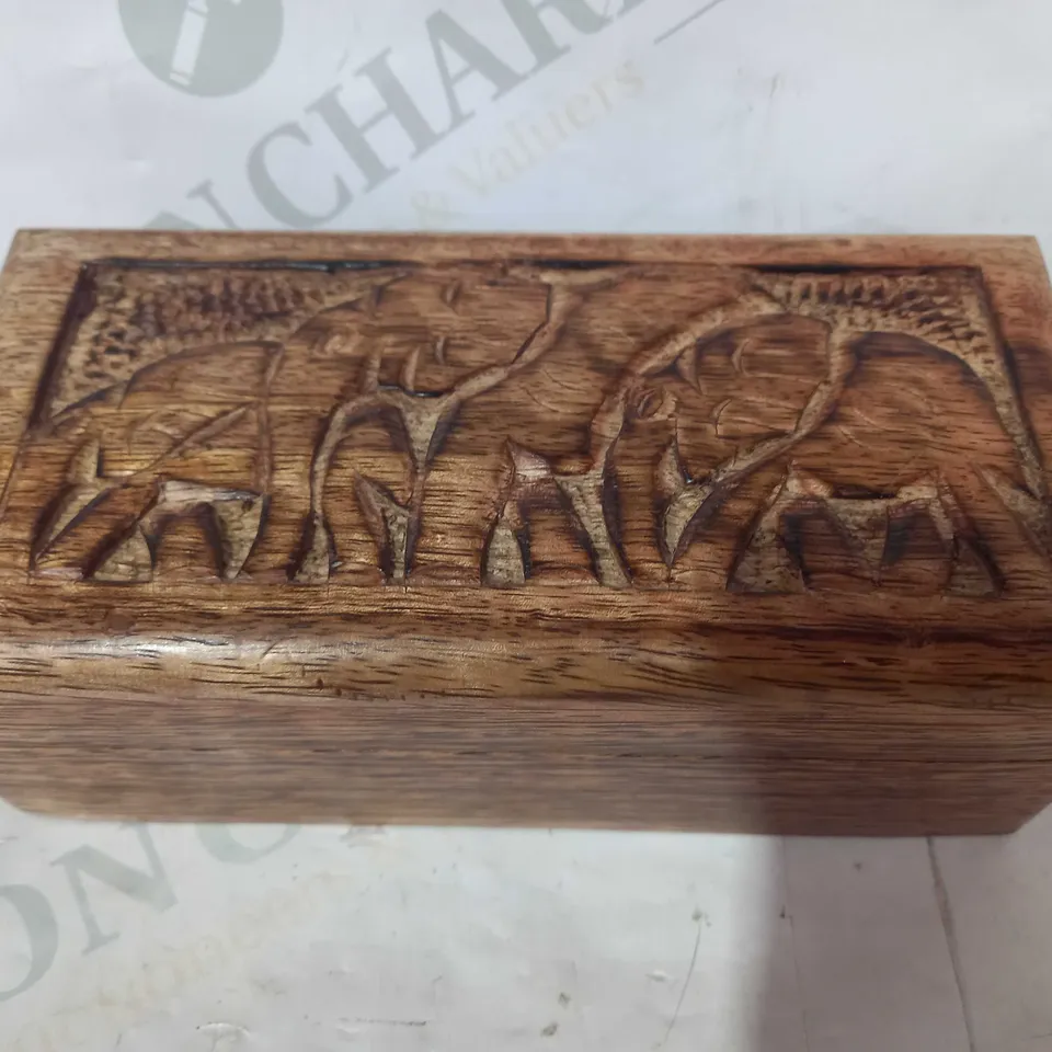 DESIGNER DECORATIVE WOODEN TRINKET BOX - ELEPHANTS