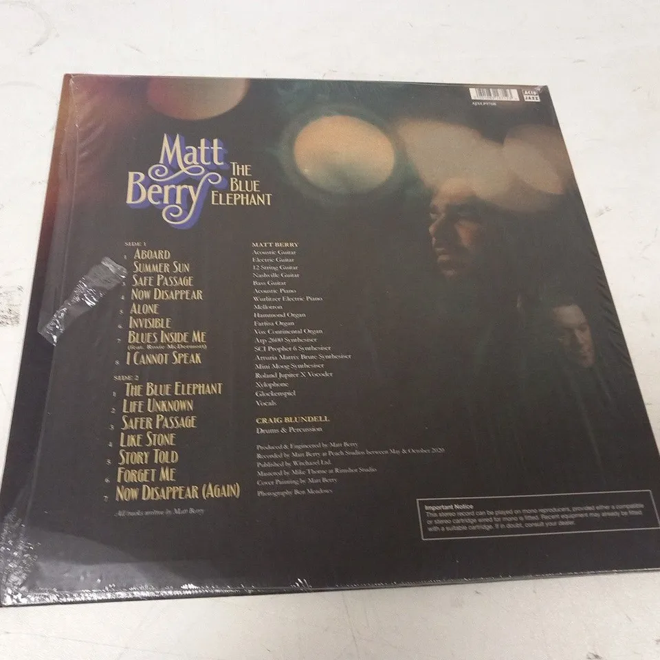 MATT BERRY THE BLUE ELEPHANT LIMITED EDITION AQUA BLUE VINYL 