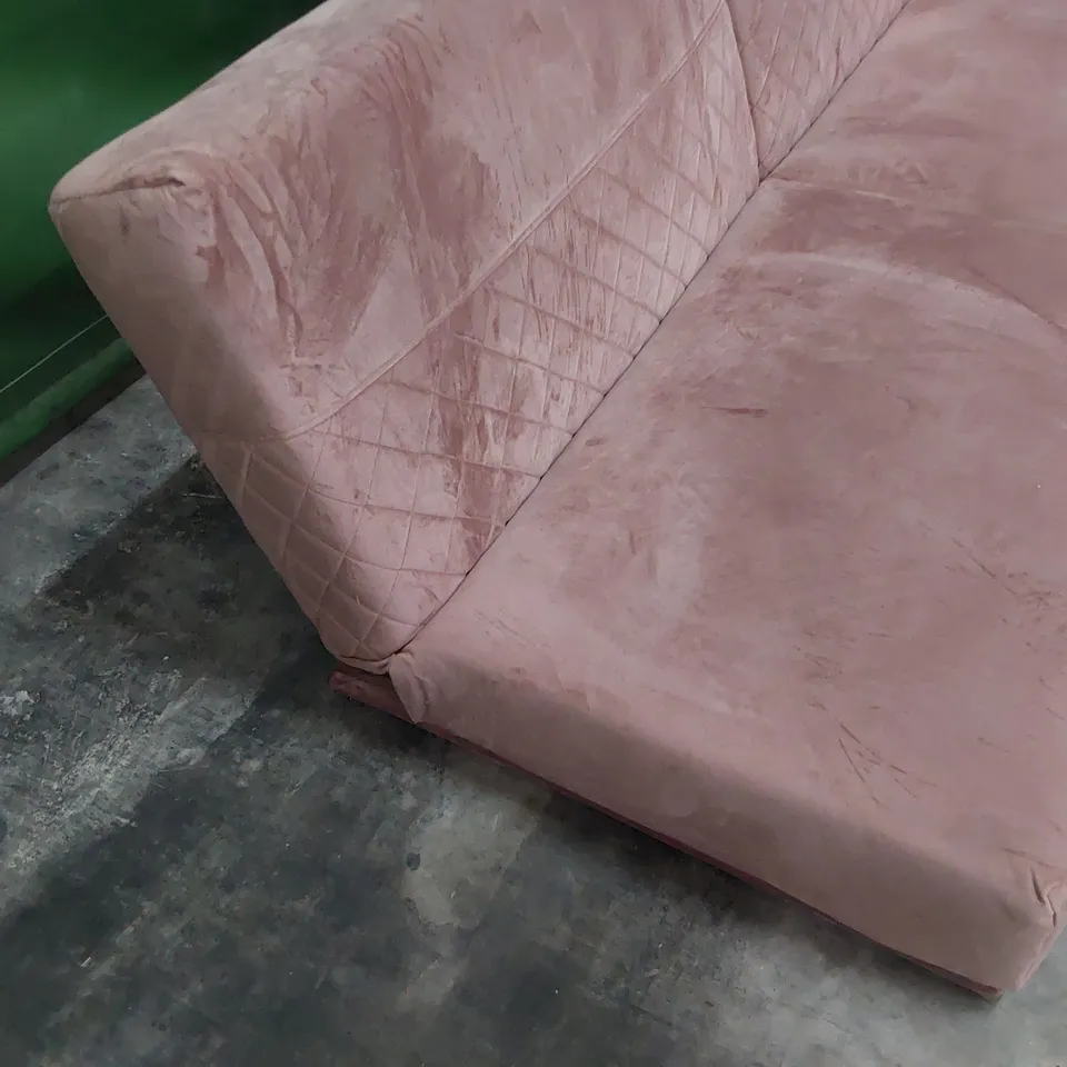DESIGNER CLICK CLACK SOFA BED PINK PLUSH FABRIC 