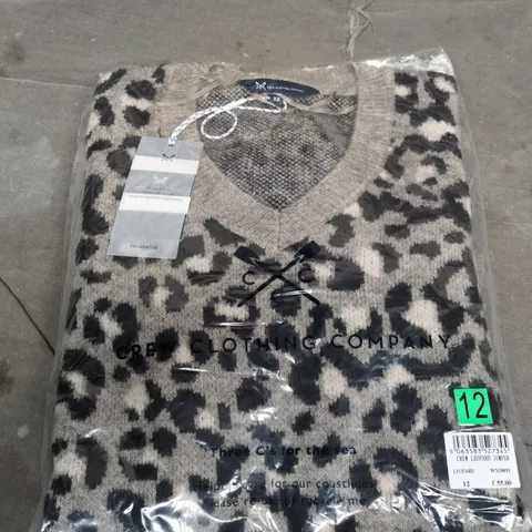 CREW CLOTHING COMPANY LEOPARD JUMPER SIZE 12 