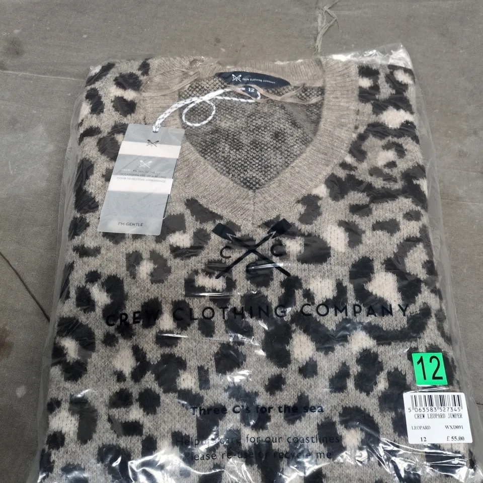 CREW CLOTHING COMPANY LEOPARD JUMPER SIZE 12 