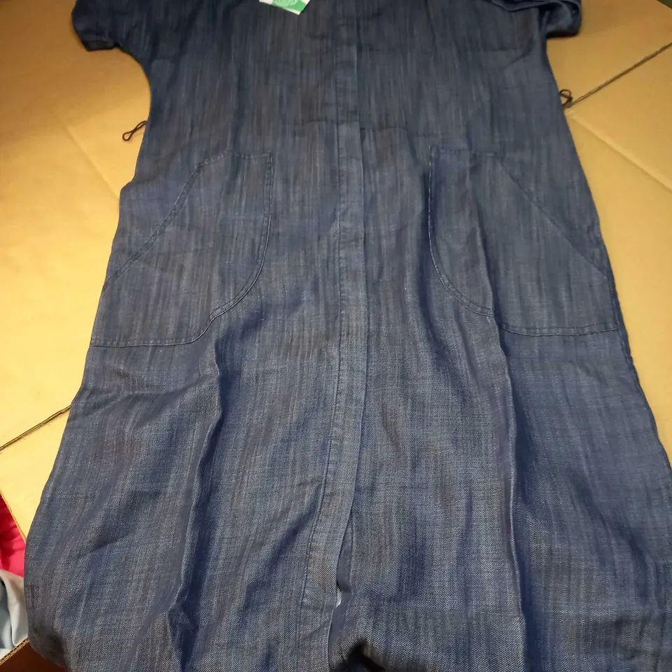 JASPER CONRAN DENIM BLUE HIDDEN BUTTON THROUGH DRESS - SIZE 12