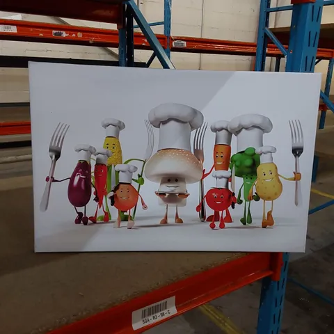 BOXED KITCHEN VEGETABLE CHARACTERS PICTURE - WRAPPED CANVAS