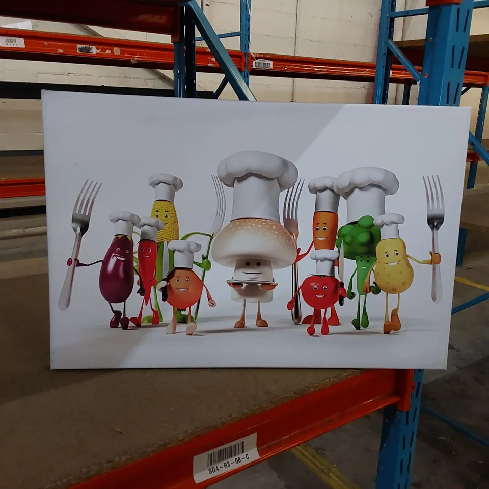 BOXED KITCHEN VEGETABLE CHARACTERS PICTURE - WRAPPED CANVAS 