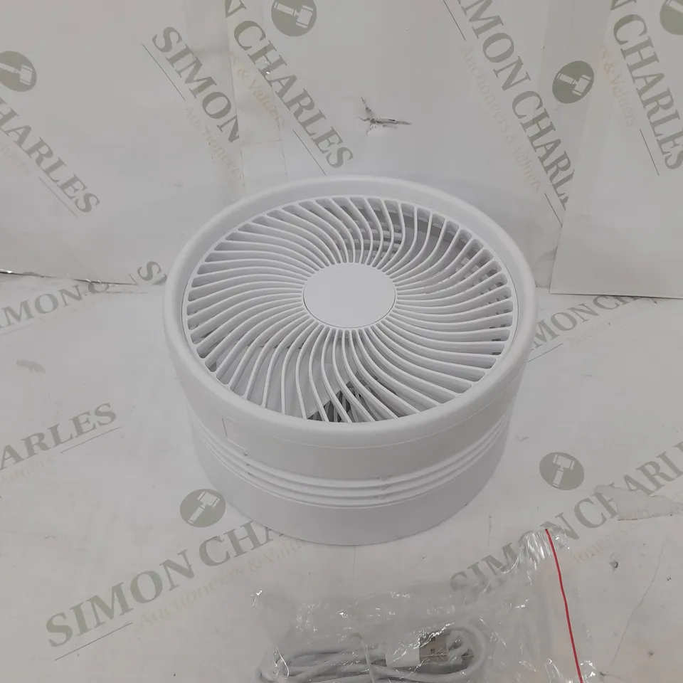 BOXED BELL & HOWELL RECHARGEABLE EXTENDABLE DESK & FLOOR FAN, WHITE