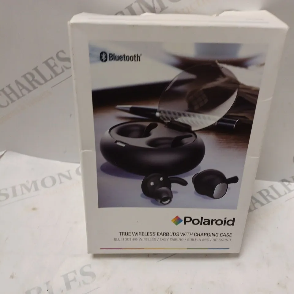BOXED POLAROID TRIUE WIRELESS EARBUDS WITH CHARGING CASE