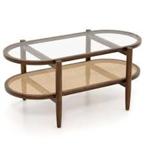 COSTWAY SINGLE SHELF PE RATTAN COFFEE TABLE