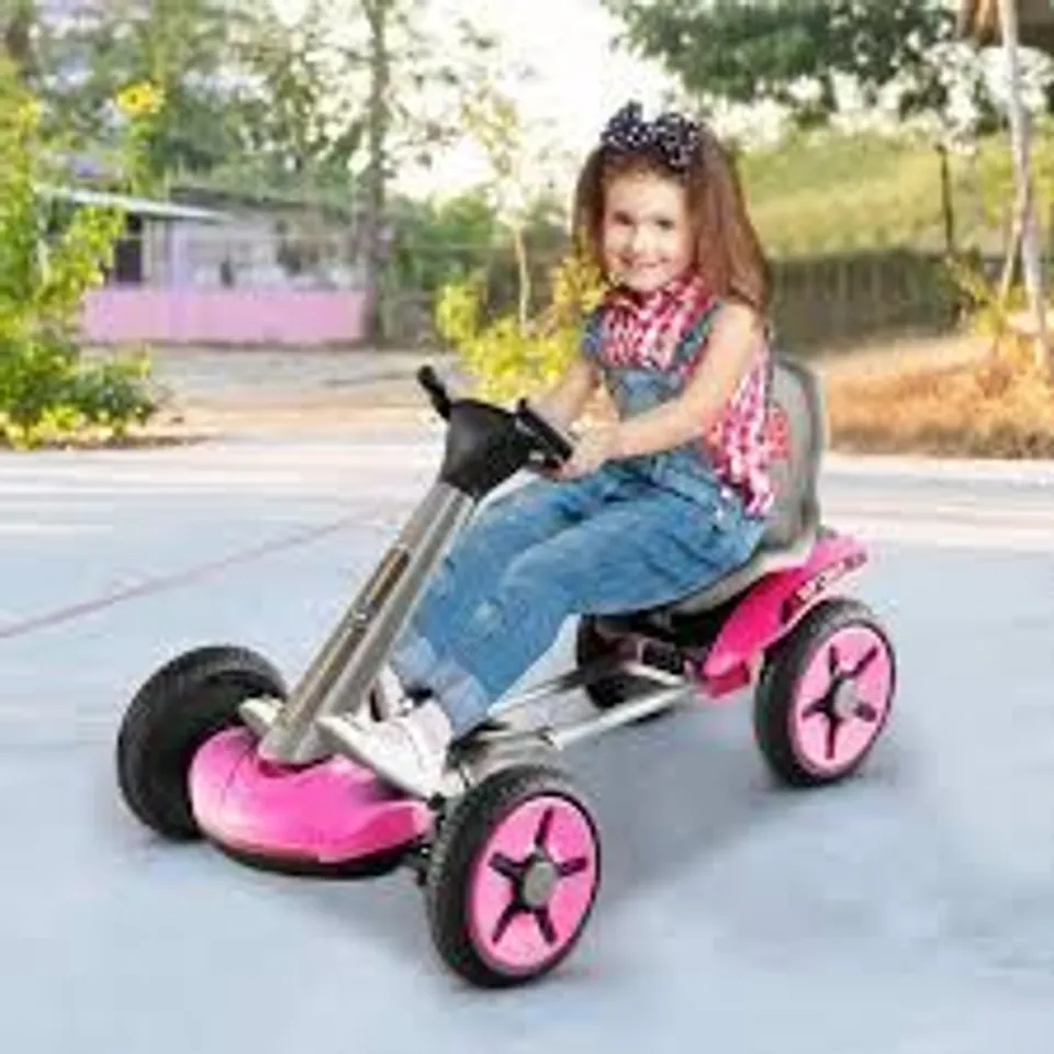 BOXED COSTWAY 12V ELECTRIC RIDE ON CAR WITH ADJUSTABLE STEERING WHEEL AND SEAT - PINK