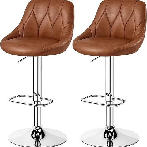 BOXED COLOR SWIVEL UPHOLSTERED ADJUSTABLE HEIGHT COUNTER STOOL WITH METAL FRAME (SET OF 2) - BROWN (1 BOX)