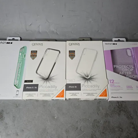 BOX OF APPROXIMATELY 22 PHONE CASES TO INCLUDE - GEAR 4 IPHONE XR , TECH21 EVO GEM IPHONE 7 , TECH 21 IPHONE X ETC