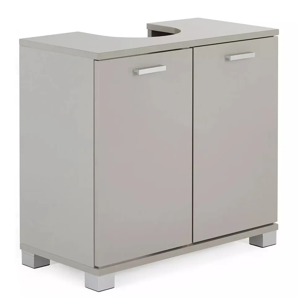 BOXED ROWAN GLOSS 2 DOOR UNDER SINK CABINET - GREY (1 BOX) RRP £89