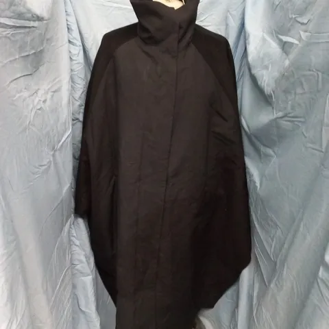 ZARA WOOL COLLECTION BUTTON THROUGH PONCHO COAT IN BLACK - UK L