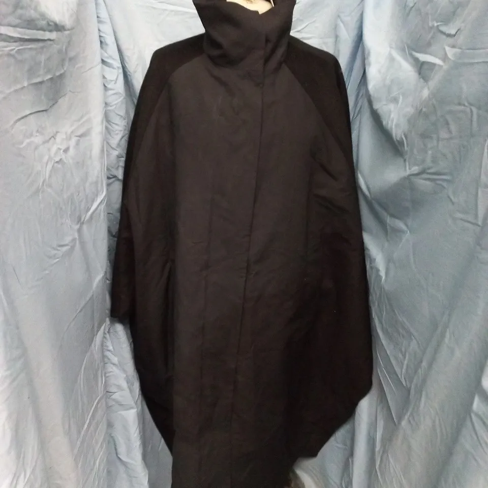 ZARA WOOL COLLECTION BUTTON THROUGH PONCHO COAT IN BLACK - UK L