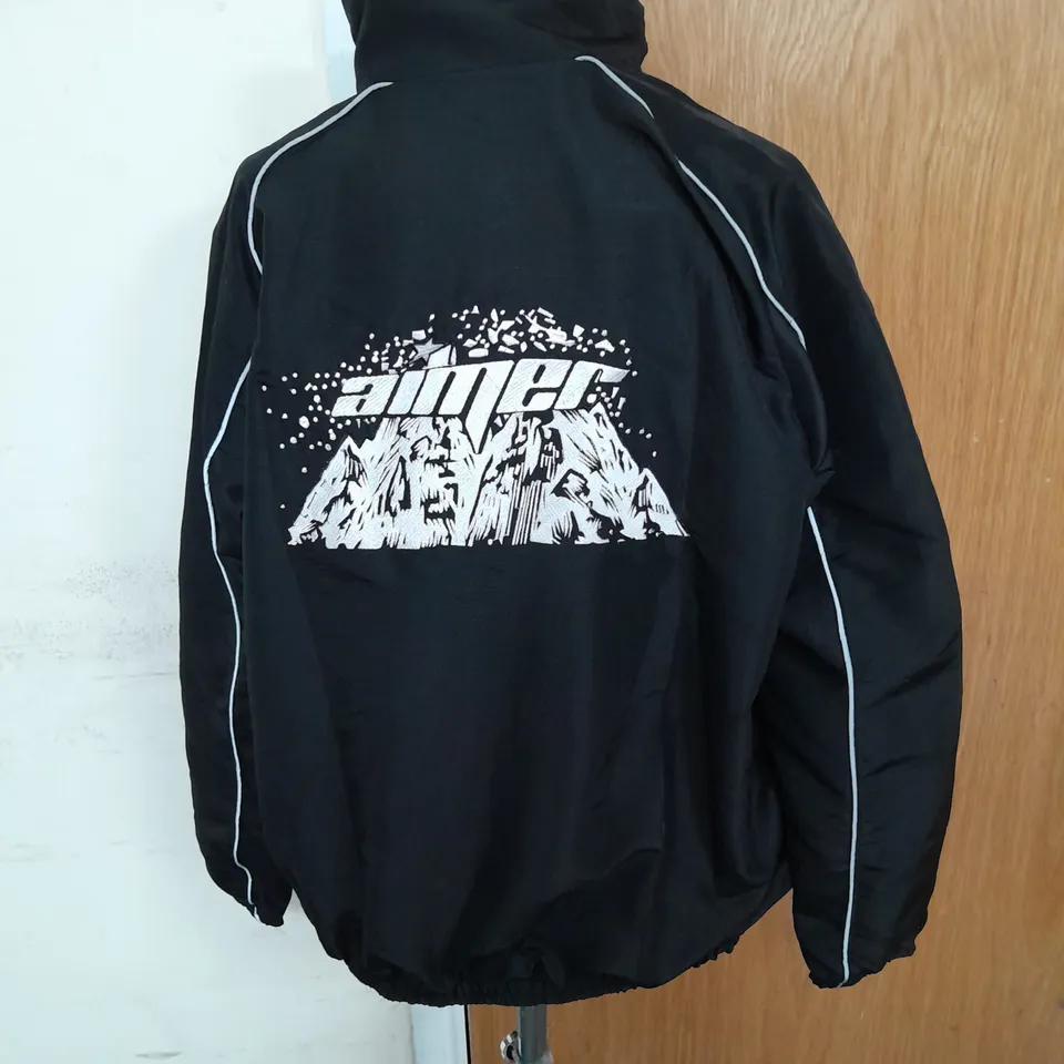 AIMER EMBROIDERED WINDBREAKER JACKET IN BLACK SIZE S RRP £98