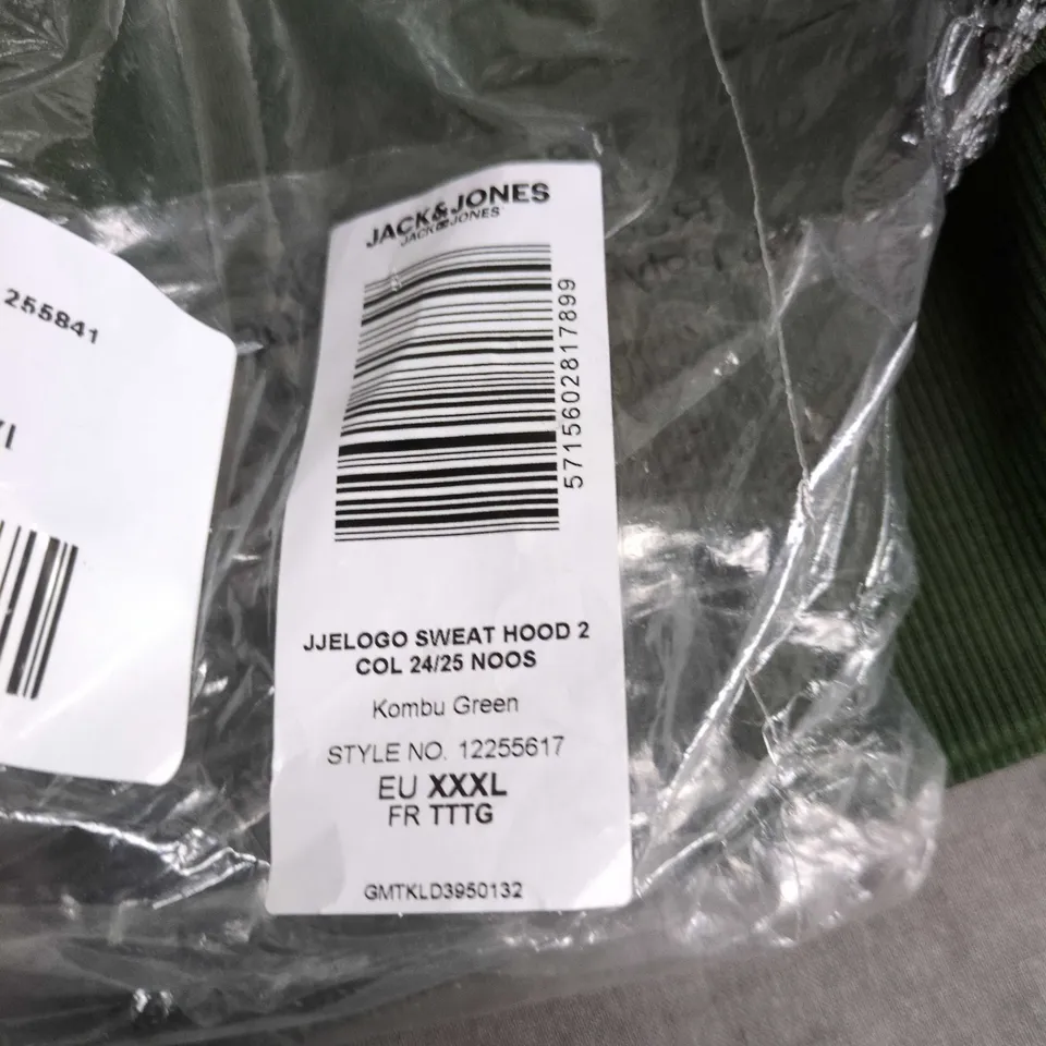 JACK & JONES JJELOGO SWEAT HOOD 2 – KOMBU GREEN, UK XXXL