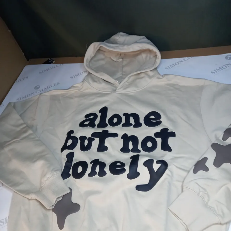 BROKEN PLANET SLOGAN BIEGE HOODIE SIZE L