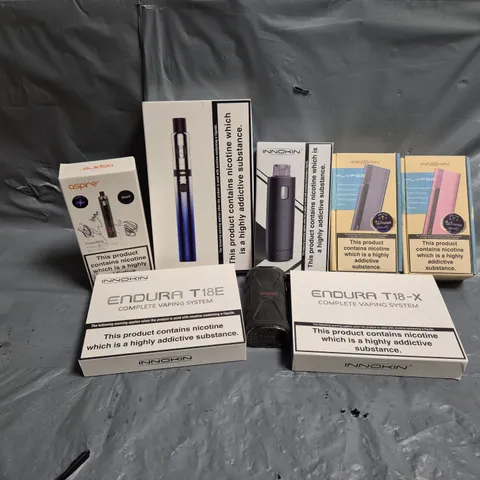 APPROXIMATELY 25 ASSORTED INNOKIN PRODUCTS TO INCLUDE ASPIRE POCKEX KIT, ENDURA T18E, ENDURA M18, ETC