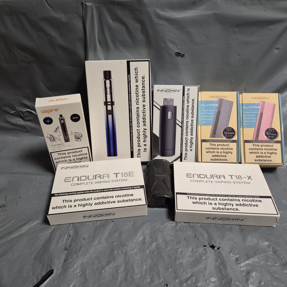 APPROXIMATELY 25 ASSORTED INNOKIN PRODUCTS TO INCLUDE ASPIRE POCKEX KIT, ENDURA T18E, ENDURA M18, ETC