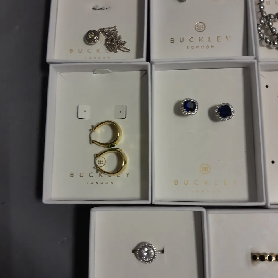 LOT OF 11 ASSORTED BOXED BUCKLEY LONDON JEWELLERY ITEMS