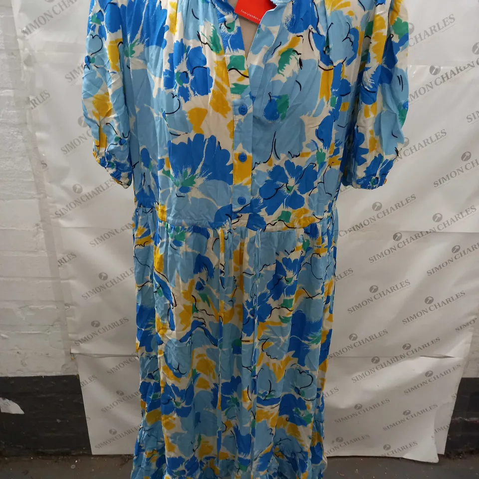 FINERY LONDON BLUE FLORAL DRESS - UK 14
