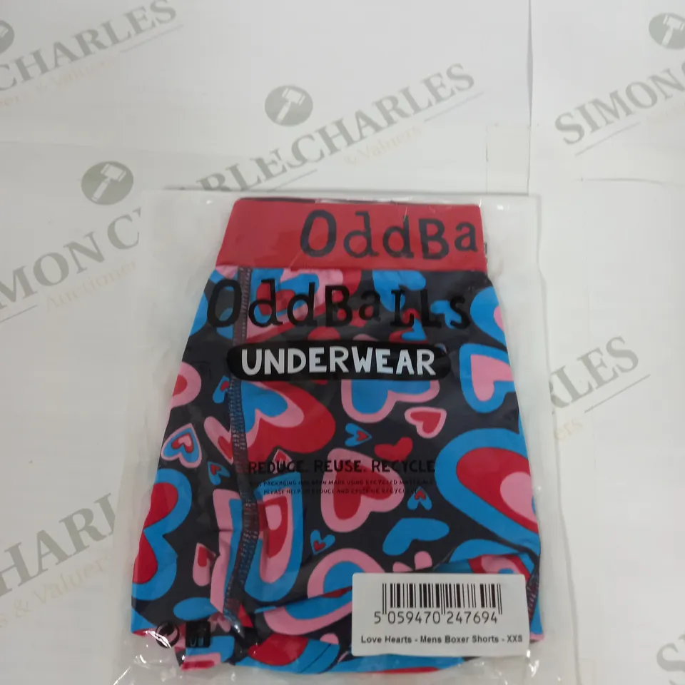 ODDBALLS LOVE HEARTS MENS BOXER SHORTS SIZE XXS