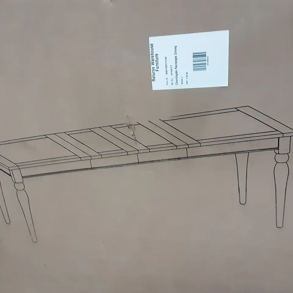 BOXED CHURCHGATE EXTENDING RECTANGLE DINING TABLE IN IVORY , H77 X W90 X D150-230